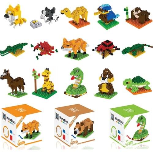 Wisehawk diamond mini building blocks animal toy bag building blocks dog cat bird animal series for children gifts no box