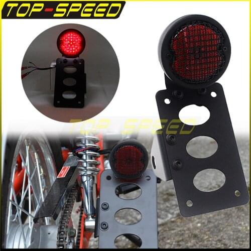 12V LED Black Tail Light LED License Plate Bracket Tail Lamp Motorcycle For Harley Bobber Chopper Cafe Racers Cruisers