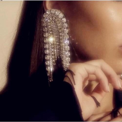New Boutique Women Shiny Crystal Rhinestone Dangle Earrings Jewelry Maxi Ladys Statement Earrings Accessories