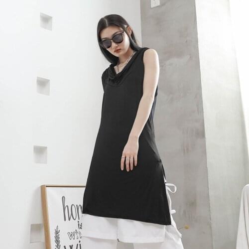 Ladies' new summer sleeveless pile collar loose knee-length street dark mountain style large size vest