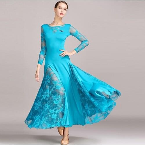 New 4 Color Women Ballroom Dance Dress Standard Ballroom Dance Skirts Ladin Dresses Vestido De Formatura Waltz Lace Dress B-6192