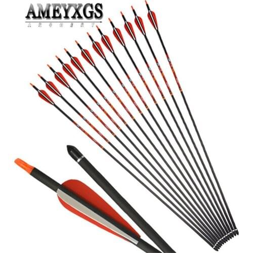 10pcs 31inch Spine 400 Carbon Arrows GPI7.5 Pure Carbon Shaft With Rubber Feathers Outdoor Hunting Shooting Archery Accessories