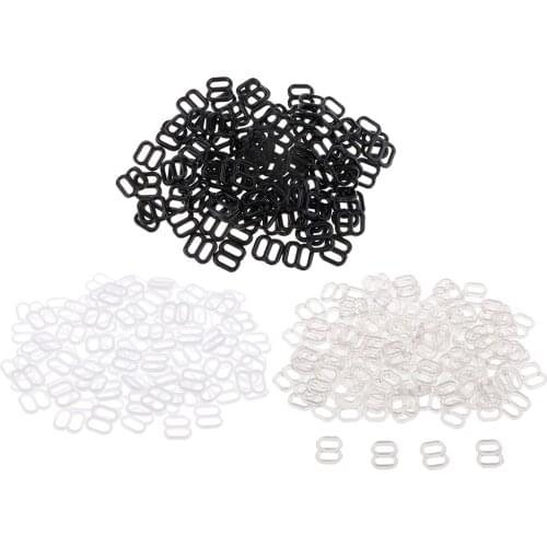 100Pcs 6mm Nylon Adjustment 8 Hook Bra Slider Buckle Bikini Fasteners