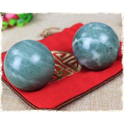 2pcs/lot Natural Massage Jade Stone Hand Ball Rolling Exercise Meditation Stress Relief Fitness Health Healing Reiki Balls