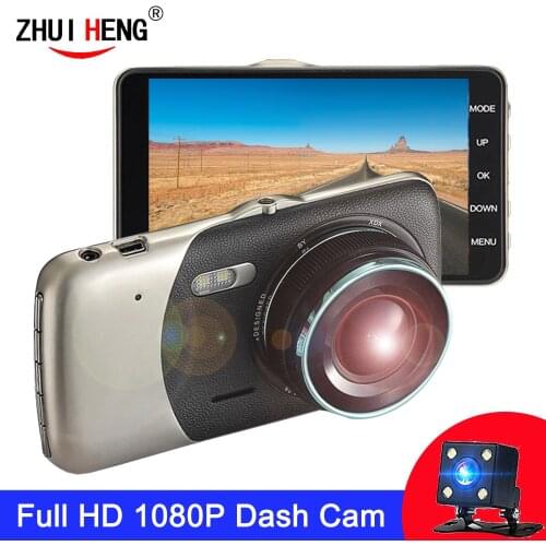 4 Inch IPS Dual Lens FHD 1080P Dash Cam Video Recorder With LED Night Vision Rear View Camcorder Auto Camera Car DVR Registrator