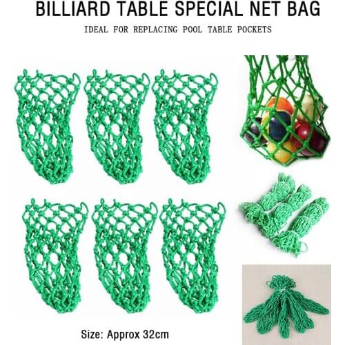 6pcs/lot Green Billiards Net Pocket Billiard Pool Snooker Table Nylon Mesh Net Bags Club Kit Professional Snooker Accessories