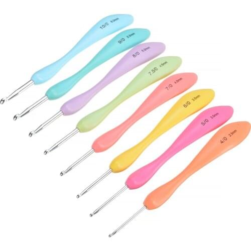 8PCS Crochet Hook Set Plastic Knitting Needles Multicolor Sewing Needle DIY Craft Weave Yarn Crochet Knitting Sweaters Tools