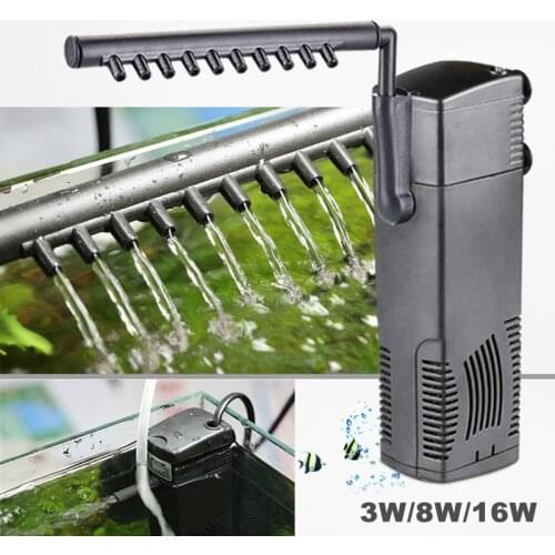 Aquarium Filter Submersible Internal Filter For Fish Tank Aquatic Spray Flow Biological Plus Power Filter Pump 3W/8W/16W