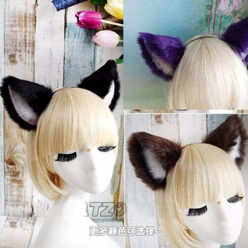 Anime Hatsuse Izuna Lovely Faux Fur Cat Ears Cosplay Costume Party Fancy Girls Fox Ear Clip Hairpin cos