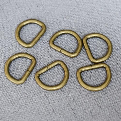 100 Pcs/Lot 20mm Bronze Metal D Ring Use For DIY Mountaineering Bag Dog Collar Dog Leash Belt Sewing Knapsack Accessories