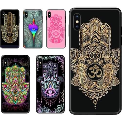 Black Soft TPU Luxury Fashion Phone Case For Huawei Honor 6A 7A 7X 8C 8X 9 9A 9I 9X 10 10I 20 20I 20S Lite Pro Hamsa Hand Of