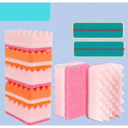 Scouring Pad Kitchen Sponge Dish Cloth Sponge WipingCloth Non-stick Oil Decontamination Strong Non-linting Wear-resistant Sponge