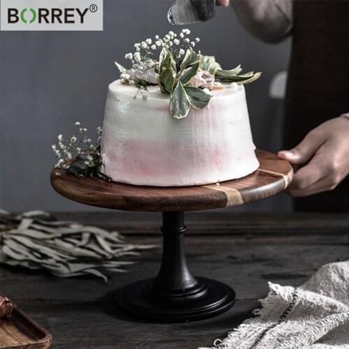 BORREY Wooden Tall Cake Tray Fruit Cake Plate Home Party Dessert Storage Rack Cake Stand Cake Tool Birthday Wedding Decoration