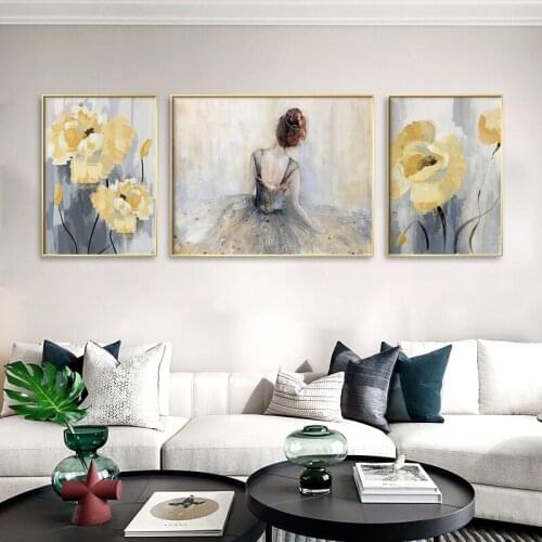 EECAMAIL 5D DIY Nordic Full Diamond Painting Cross Stitch No Frame Character Flower Triptych Diamond Home Decoration Painting