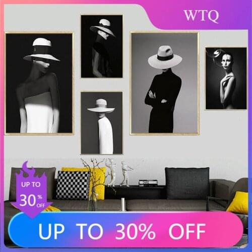 Figure Photography Picture Home Decor Canvas Painting Wall Art Posters and Prints Minimalist Balck White Art Room Decoration
