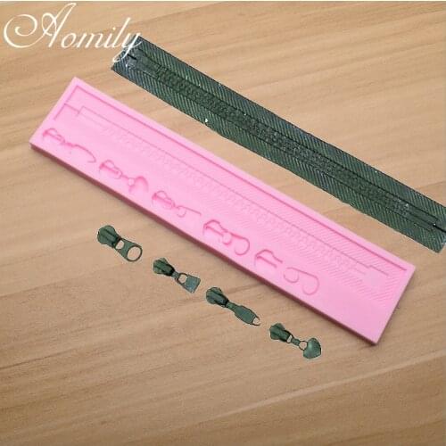 Amoliy Zipper Puller Shape Fondant Silicone Mold, Baking Cake Decorating Tools Chocolate Mold Cake Decoration Accessories
