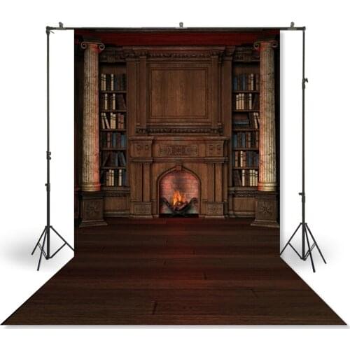 HUAYI Photography Backdrop Newborns Baby Child Photo Booth Background Old Bookshelf Fireplace Studio Family Backdrops XT-4176