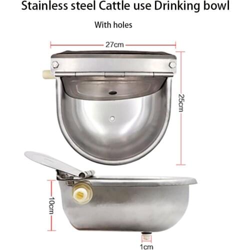 Drinker For Cow Stainless Steel With Drain Hole Drink Water Bowl Farming Trough Livestock Water Bowl Apply Sheep Dog HorseCattle
