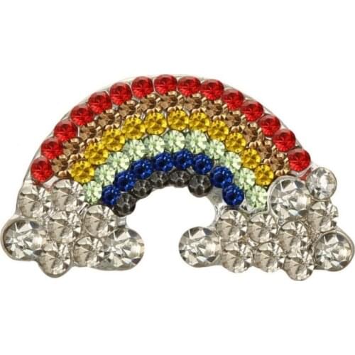 Buttons Free shipping 23mm rainbow rhinestone button with slider for DIY crafts sewing 10PCS (BTN-5504)