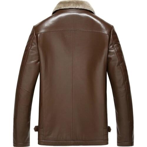 Brown Arrival New Genuine Leather Jacket Men Thick Warm Down Sheepskin Male Warm Slim Leather Jacket Plus Size L-4XL YYJ0012