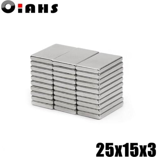 50pcs F25x15x3mm Super Powerful Strong Rare Earth Block NdFeB Magnet Neodymium N35 Magnets F25*15*3mm- Free Shipping