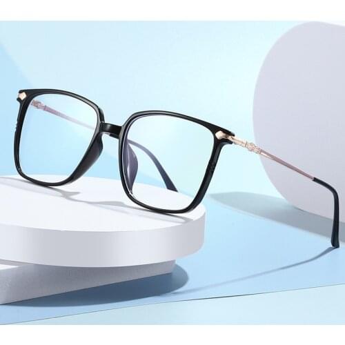Anti-Blue Ray Eyeglasses for Men and Women Full Rim Optical Prescription Glasses Eyewear Plastic and Alloy Oversized Spectacles