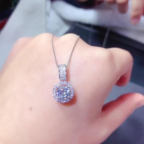 Moissanite necklace, 1 carat gem, can be detected by instrument, 925 Sterling silver, popular Necklace