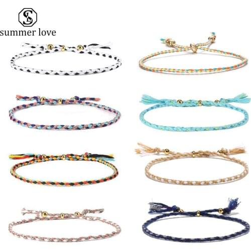Colorful Soft Polyester Thread Woven Bracelets Fashion Friendship Bracelets for Women Handmade Adjustable Custom Friends Jewelry
