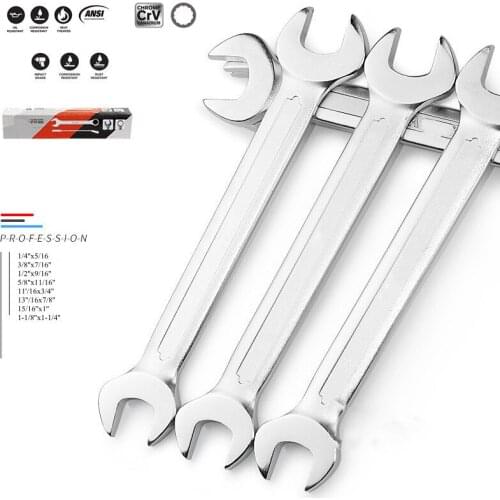 Inch Full Polished Double Open End Extra Long Double Box End Wrench,1/4" to 1" Wrenches Hand Car Motorcycle Repair Tools