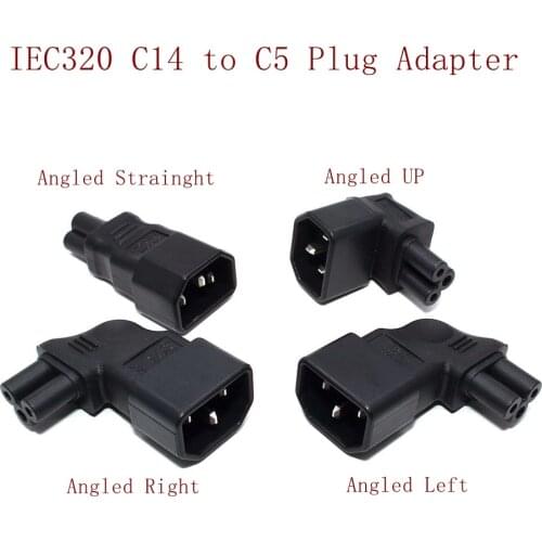 IEC320 C5 Power Converter, IEC C14 Male Plug to C5 Up/Left/Right/Strainght Angle Connector 10A 250V