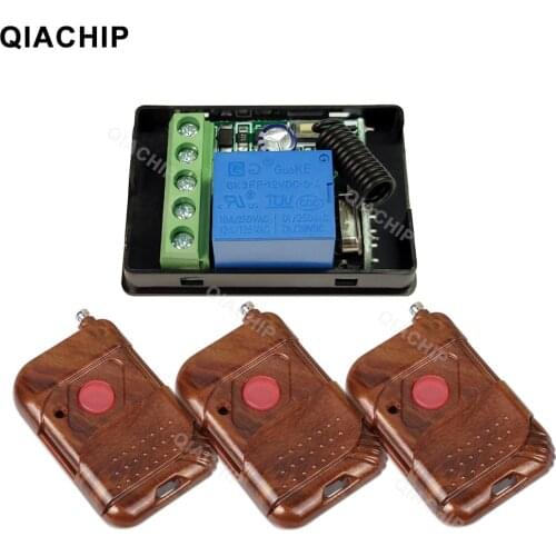 QIACHIP 433MHz Universal Wireless Remote Control DC 12V 1 CH Relay Receiver RF Switch 1 Button Remote Control Gate Garage Opener