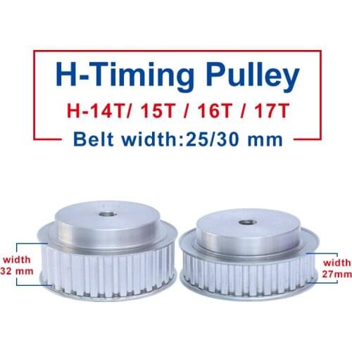 Timing Pulley H-14T/15T/16T/17T Rough Hole 10/12 mm Aluminum Pulley Slot Width 27/32 mm Fit For H-Timing Belt width 25/30 mm