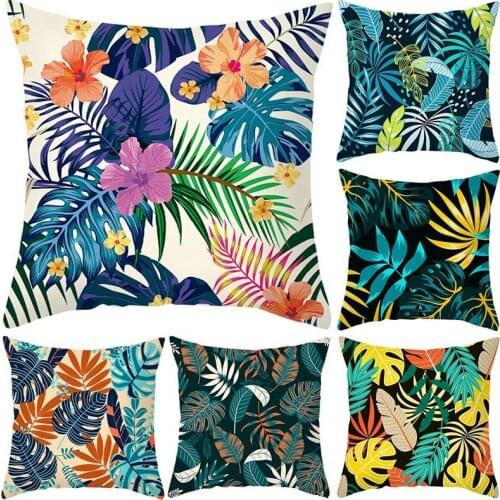 Tropical Plant Green Leaves Garden Cushion Cover Pillow Case Flower Home Throw 6Pcs Pillowcase-ABUX