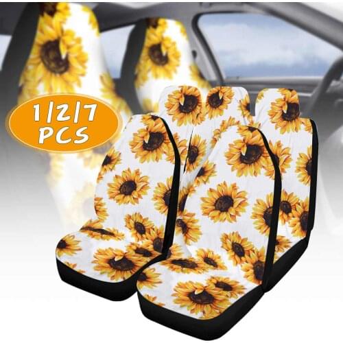 1/2/7PCS 3D Sunflower Printing Universal Car Seat Covers Protector Cushion Full Cover For Most Cool Style