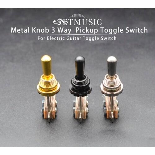 10 PCS Metal Knob Open 3 Way Toggle Guitar Switch For Electric Guitar,Black Chrome Gold