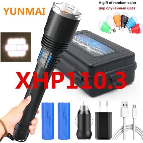 10-core XHP110.3 The Most Brightest Led Flashlight Power Bank Function Torch Usb Rechargeable 18650 26650 Battery Zoom Lantern