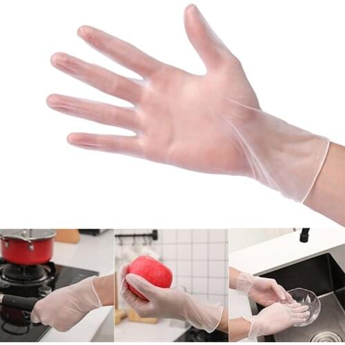 100 pcs Food Grade Household gloves disposable pvc transparent gloves kitchen work plastic transparent durable gloves