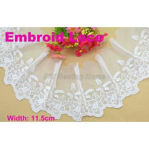 11.5cm width Cotton embroid lace sewing ribbon guipure trim or fabric diy craft supply wedding Accessories free shipping#3132