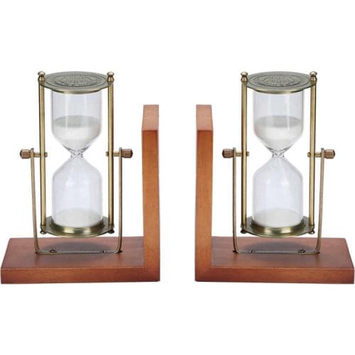 2Pcs Innovative Hourglass Sand Clock Sand Timer for Friend Vintage Wood Hourglass Home Decoration Wedding Birthday Gift