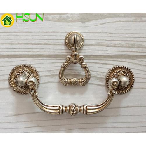 2 pcs 3.75" Shabby Chic Drawer Pull Handle Knobs Dresser Pulls Drop Bail Pulls Antique Silver Kitchen Cabinet Handle Knob 96mm