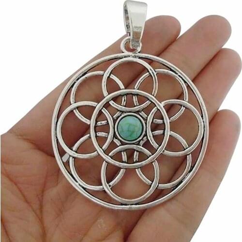 3 x Metal Large Round Circle Necklace Charms Pendants for DIY Handmade Jewelry Making Findings 68x51mm