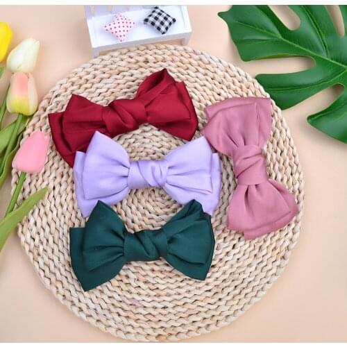 5.9Inches Solid Color Satin Hair Bows With Clip For Women Girls Hair Clips Boutique Hairpins Barrettes Headwear Hair Accessories
