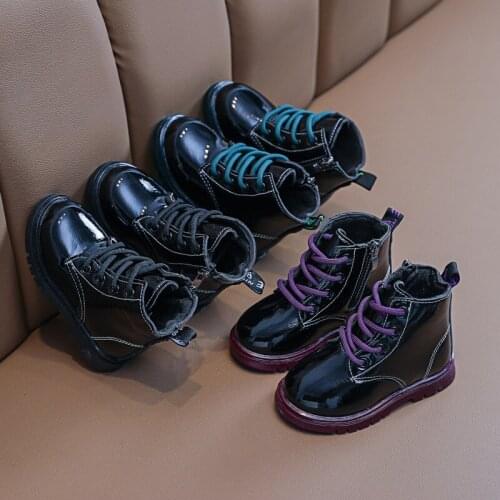 Autumn/Winter Plush Children Boots Boys Girls Martin Shoes Fashion Brand Zipper Soft Leather Warm Kids Short Boots Size 21-36