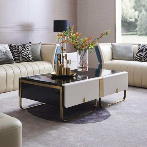 Solid wood tea table modern simple economy living room background wall cabinet light luxury TV cabinet small corner table suit