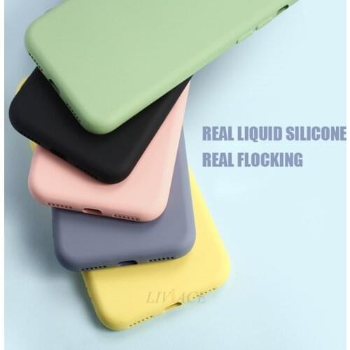 Real liquid silicone phone case for iphone 12 11 pro x xs max xr 6 6s s 7 8 plus 5 5s se official color soft back cover fundas