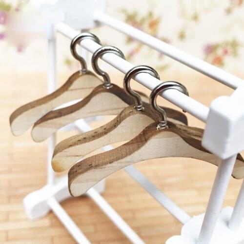 G08-X128 children baby gift Toy 1:12 Dollhouse mini Furniture Miniature rement wooden clothes hanger 2pcs/set