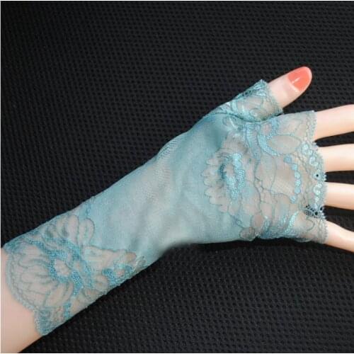 Womens sexy fingerless lace glove female elegant short summer sunscreen driving glove R1897
