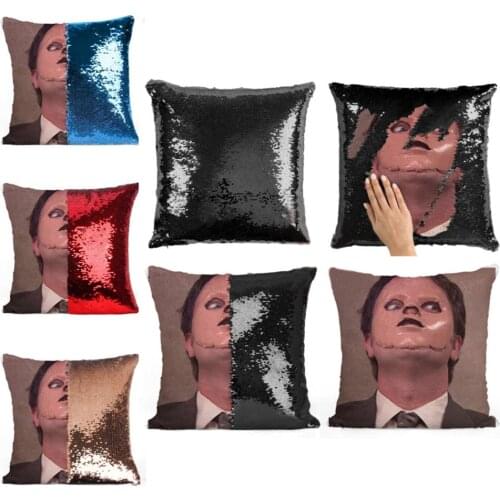 Dwight Schrute Mask Sequined Pillow Sequins Pillow Cover Two Color Cushion Gift For Your Gift For Him Pillow Magic Cushion