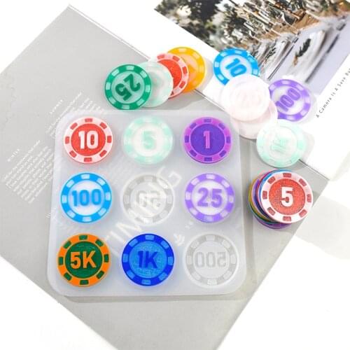 Game Coin Epoxy Mold Keychain Pendant Mold with Hole DIY Jewelry Accessories Digital Dog Head Commemorative Coin Silicone Mold