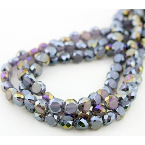 Crystal Faceted Beads 710pcs 8mm Crystal Flat Round Charm Beads Deep Purple AB Color For Jewelry DIY Making